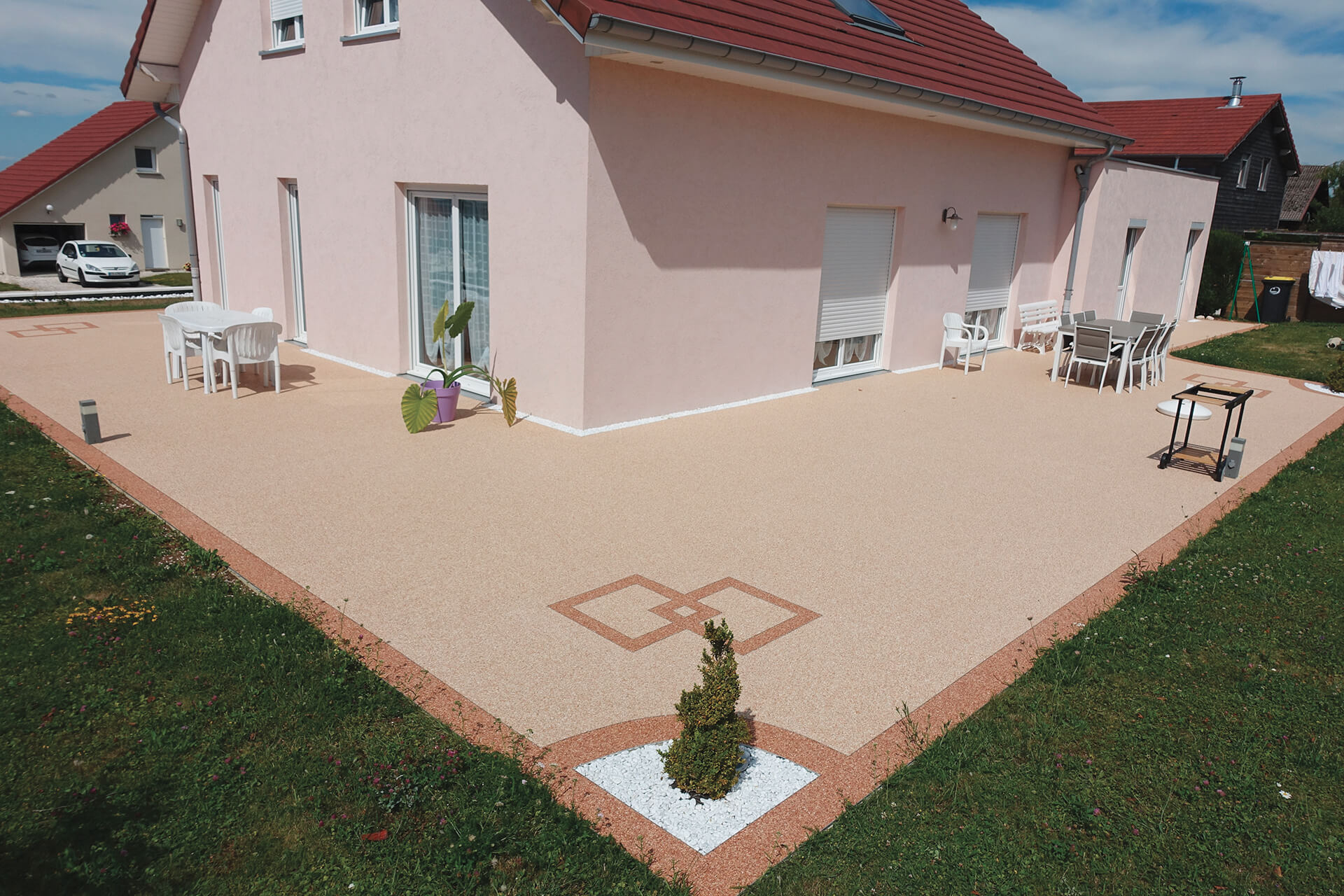 Réalisation terrasse en résine - agrégats de marbre naturels n°16-1